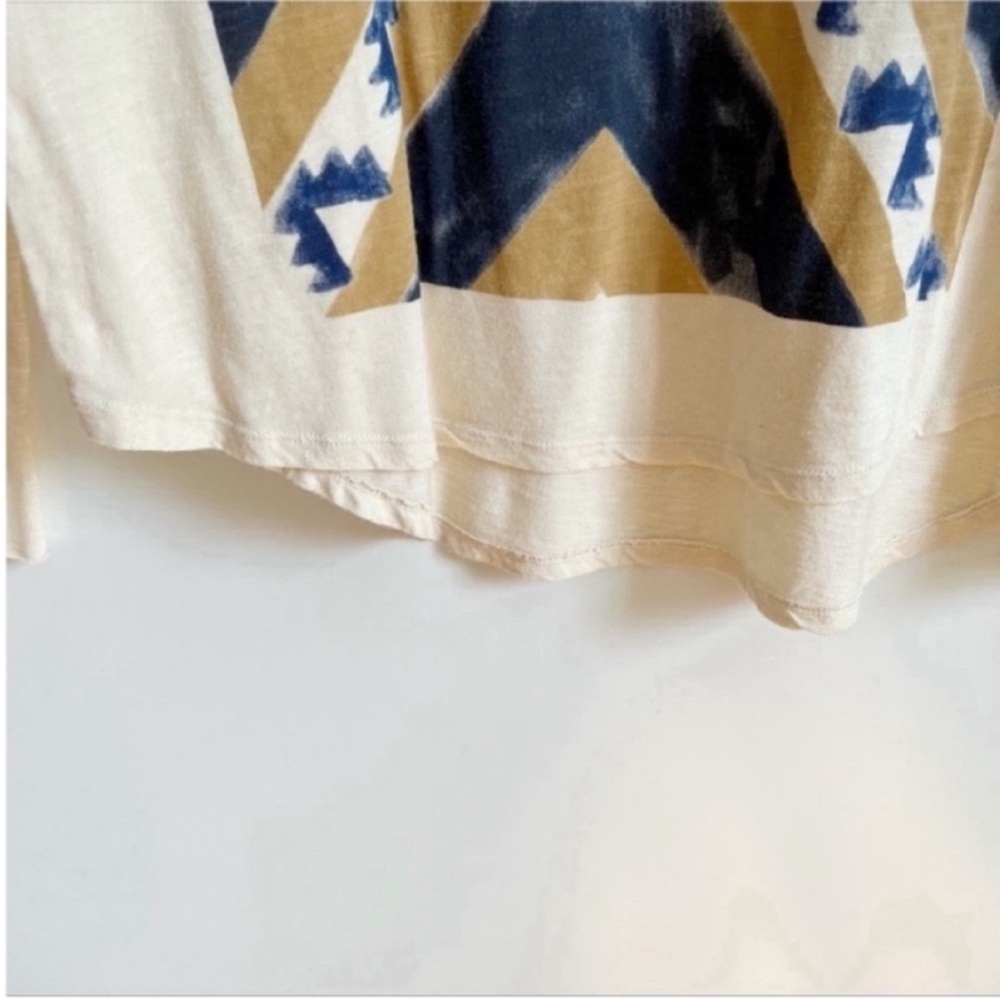Lucky Brand t-shirt cream blue southwestern geometric long sleeves cotton - Picture 3 of 7